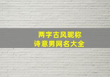 两字古风昵称诗意男网名大全