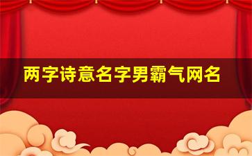 两字诗意名字男霸气网名