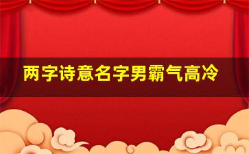 两字诗意名字男霸气高冷