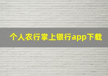 个人农行掌上银行app下载