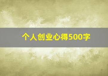 个人创业心得500字