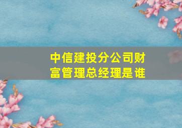 中信建投分公司财富管理总经理是谁