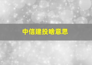 中信建投啥意思