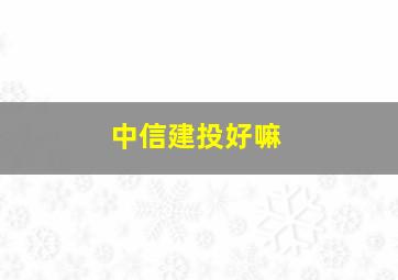 中信建投好嘛