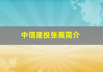 中信建投张薇简介