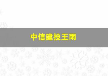 中信建投王雨