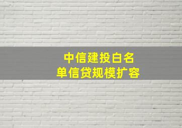 中信建投白名单信贷规模扩容