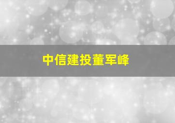 中信建投董军峰