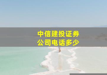 中信建投证券公司电话多少