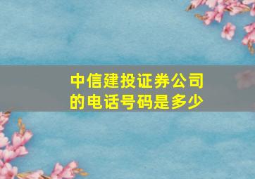 中信建投证券公司的电话号码是多少