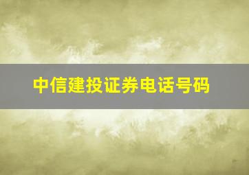 中信建投证券电话号码