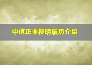 中信正业柳明履历介绍