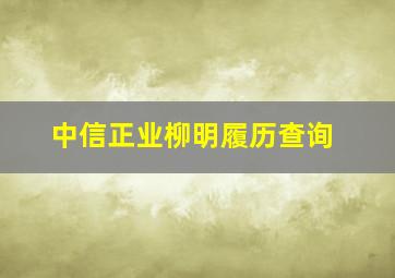 中信正业柳明履历查询