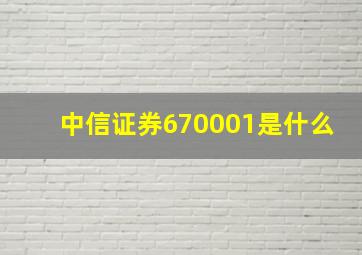 中信证券670001是什么