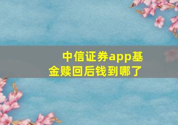 中信证券app基金赎回后钱到哪了