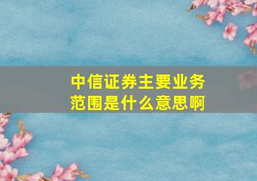 中信证券主要业务范围是什么意思啊