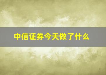 中信证券今天做了什么