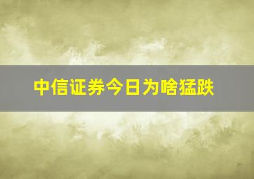 中信证券今日为啥猛跌