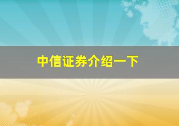 中信证券介绍一下