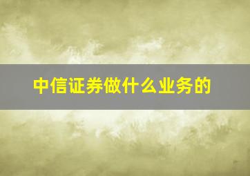 中信证券做什么业务的