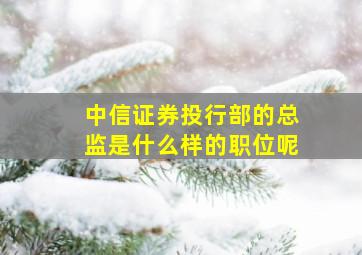 中信证券投行部的总监是什么样的职位呢