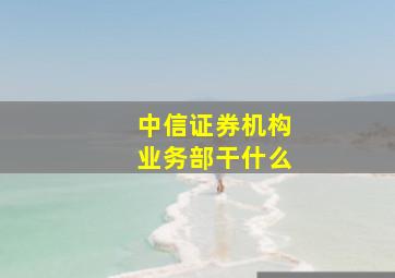 中信证券机构业务部干什么