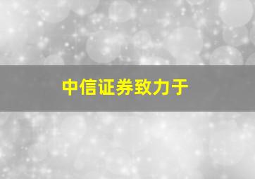 中信证券致力于