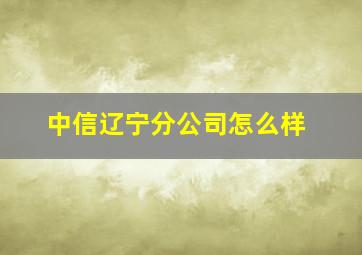 中信辽宁分公司怎么样