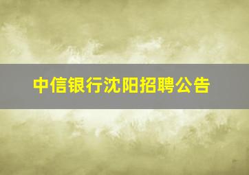 中信银行沈阳招聘公告