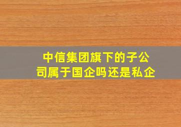 中信集团旗下的子公司属于国企吗还是私企