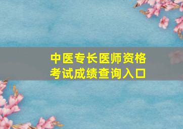 中医专长医师资格考试成绩查询入口