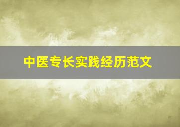 中医专长实践经历范文