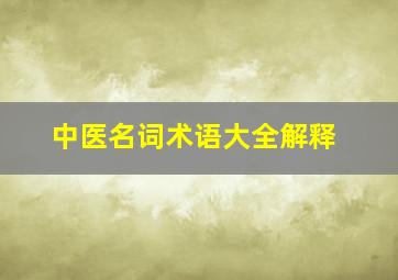 中医名词术语大全解释