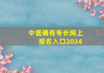 中医确有专长网上报名入口2024