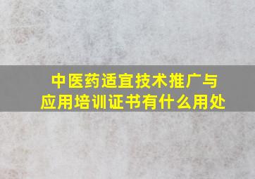 中医药适宜技术推广与应用培训证书有什么用处