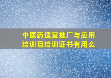 中医药适宜推广与应用培训目培训证书有用么