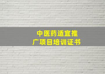 中医药适宜推广项目培训证书