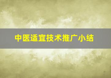 中医适宜技术推广小结