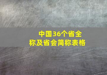 中国36个省全称及省会简称表格