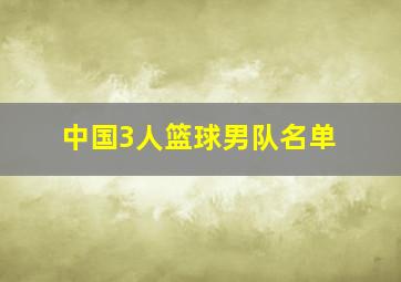 中国3人篮球男队名单