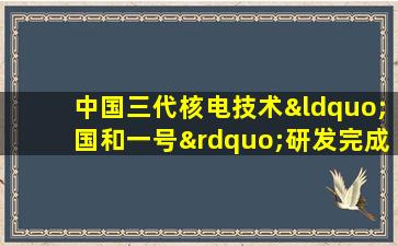 中国三代核电技术“国和一号”研发完成