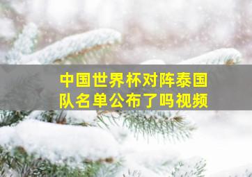 中国世界杯对阵泰国队名单公布了吗视频