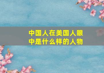 中国人在美国人眼中是什么样的人物