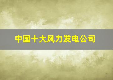 中国十大风力发电公司