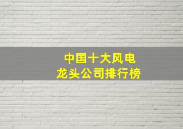 中国十大风电龙头公司排行榜