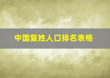 中国复姓人口排名表格