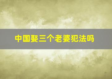 中国娶三个老婆犯法吗