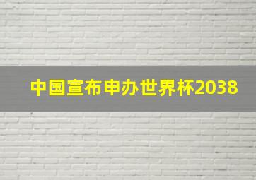 中国宣布申办世界杯2038