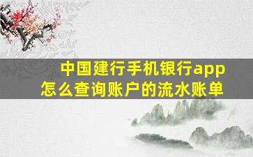 中国建行手机银行app怎么查询账户的流水账单