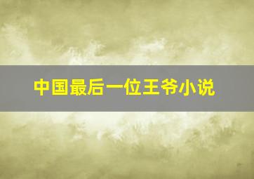 中国最后一位王爷小说